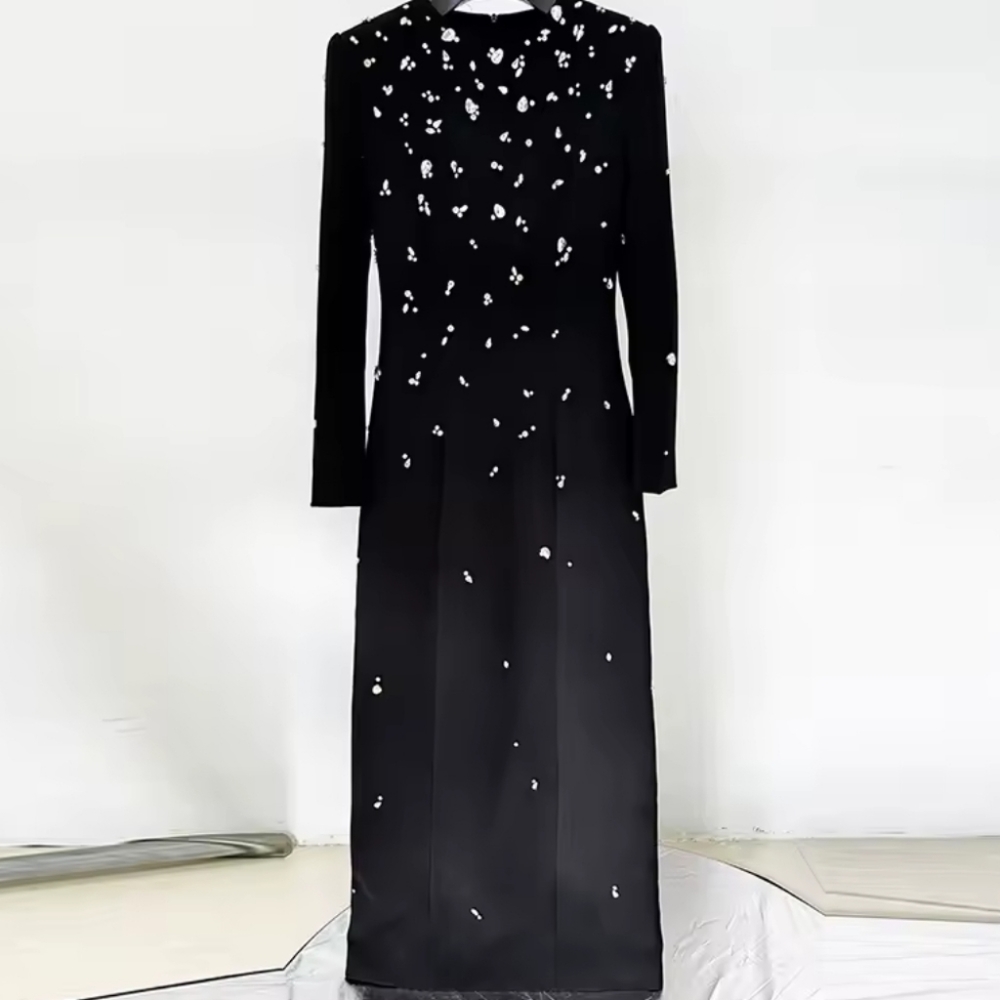 Luxury Black Crystal Dress